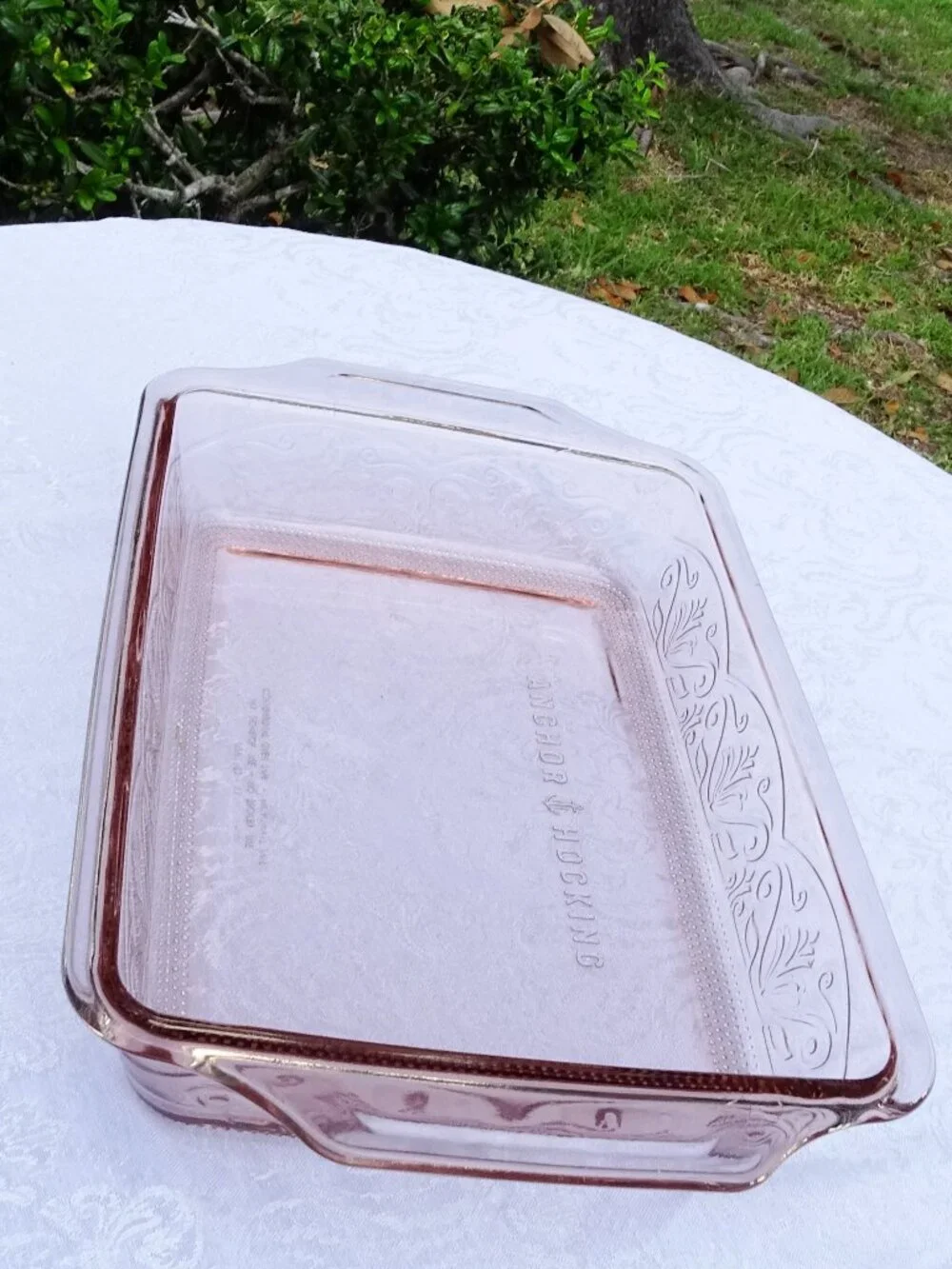 Anchor Hocking Rosewater Laurel -Rectangle Baking Pan Casserole Dish Pink 9